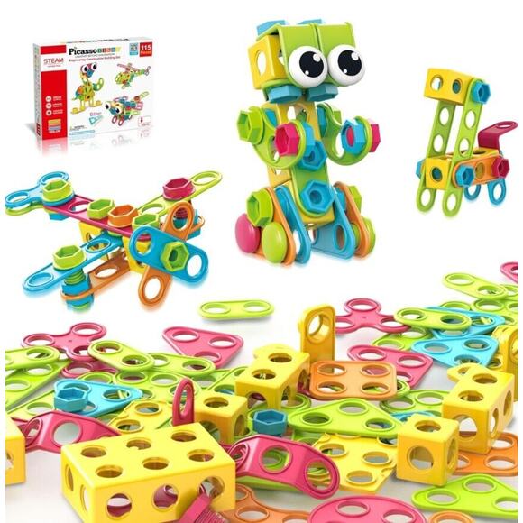 Picasso Tiles 115 Piece Building Blocks Set Kids STEM Toy Construction NEW - Picture 2 of 7